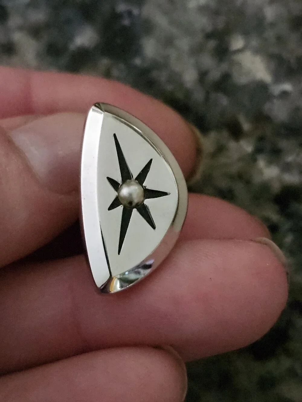 Vtg Mid Century Modern Hickok Silver Tone Cufflinks With Starburst Design